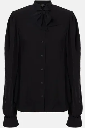 Balenciaga Blusa de crepé de seda con lazada