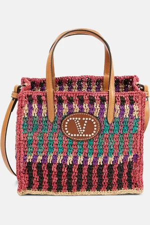 VALENTINO GARAVANI Tote VLogo Signature Small de rafia con piel