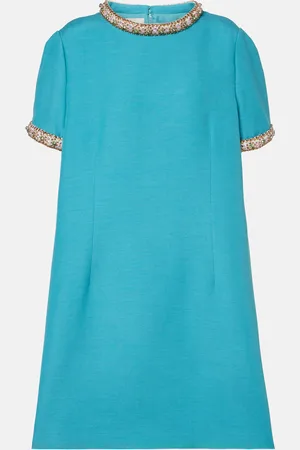 VALENTINO Vestido de cóctel de lana y seda adornado