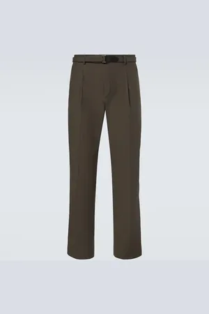 BRIONI Pantalones rectos Madeira de algodón y seda