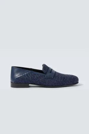 Manolo Blahnik Mocasines penny Padstow de rafia y piel