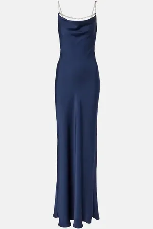 Paco rabanne Vestido lencero de satén adornado