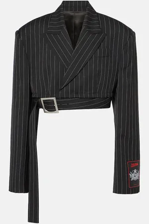 Jean Paul Gaultier Blazer cropped de lana a rayas