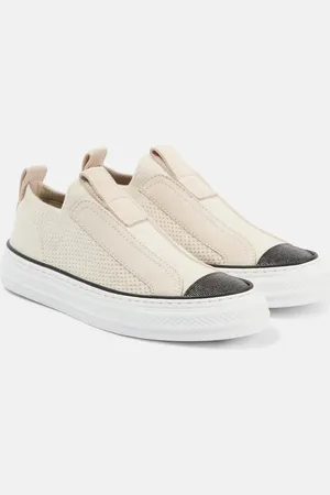 Brunello Cucinelli Zapatillas de lona con ante