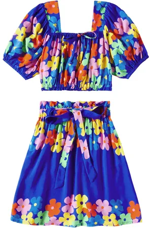 FÁBULA Fábula Set Saia Cor-De-Flor de top y falda de algodón