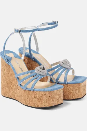 Mach & Mach Cuñas Double Heart en denim