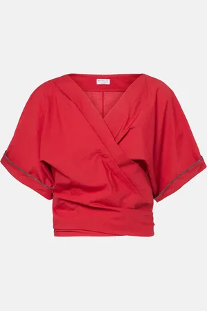 Brunello Cucinelli Blusa en mezcla de algodón