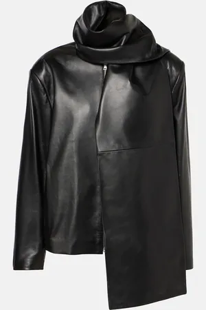 Nour Hammour Chaqueta Layla de piel con pañuelo
