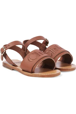 Chloé Chloé Kids Sandalias de piel con logo bordado