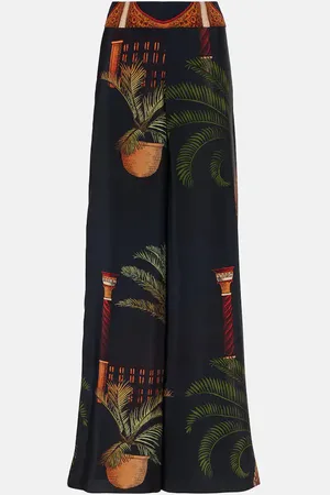 JOHANNA ORTIZ Pantalones anchos de seda de tiro alto