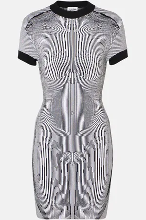 Jean Paul Gaultier Vestido corto Morphing Pinstripe de jersey en jacquard