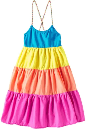 FÁBULA Fábula Vestido de algodón a capas colorblock