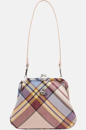 Vivienne Westwood Clutch Granny Small de piel con tartán