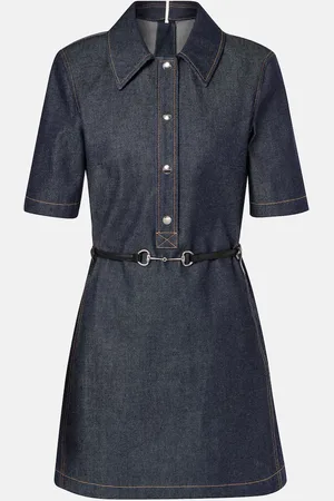 Gucci Vestido corto de denim con Horsebit