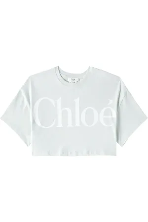 Chloé Chloé Kids Camiseta de algodón cropped con logo