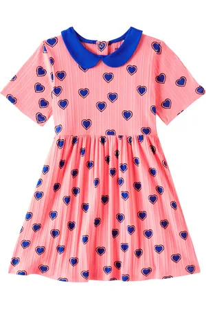 Mini Rodini Vestido Outlined Hearts de mezcla de algodón