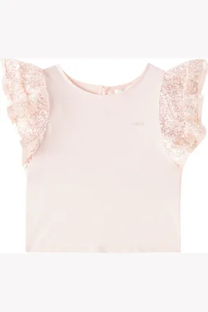 Chloé Chloé Kids Top en jersey de algodón con lentejuelas