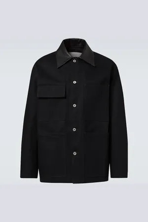 Jil Sander Chaqueta denim con parche de piel