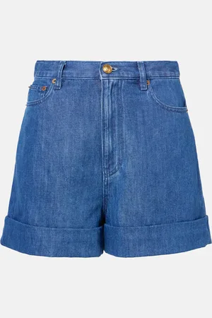 VALENTINO Shorts de denim de algodón y lino