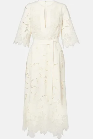 Elie saab Vestido midi con bordado inglés