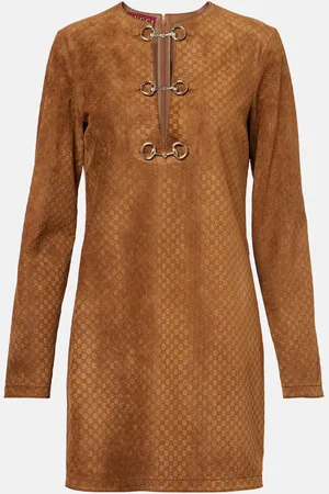 Gucci Vestido corto de ante GG con Horsebit