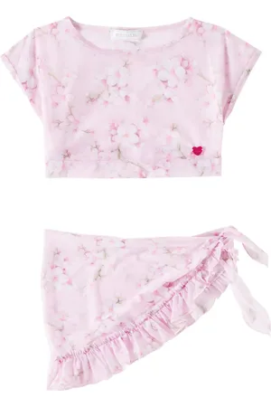 MONNALISA Set de top y pareo de malla floral