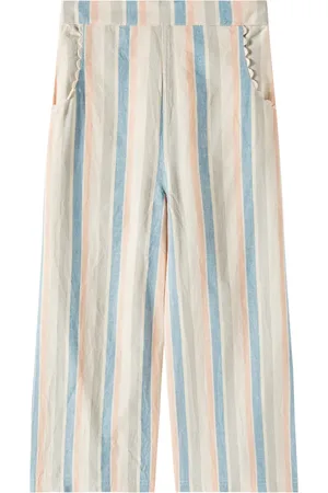 Louise Misha Pantalones Flor de algodón y lino a rayas