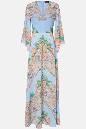 Etro Vestido largo de crepé de china con paisley