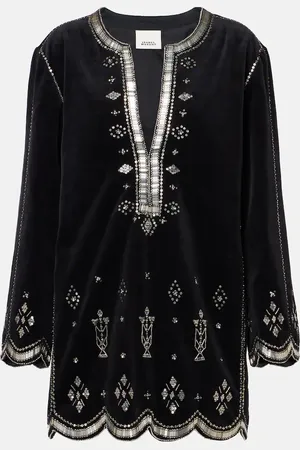 Isabel Marant Vestido corto Helene de terciopelo de algodón