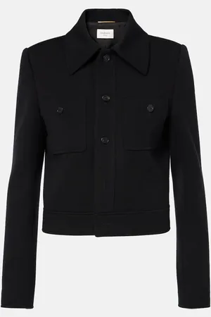Saint Laurent Chaqueta cropped de mezcla de lana