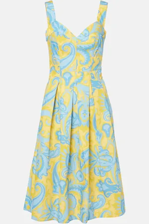 Etro Vestido midi de algodón plisado con paisley