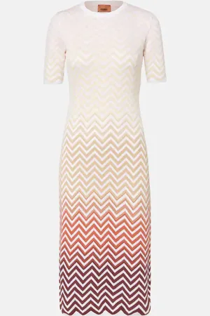 Missoni Vestido midi de mezcla de algodón en zigzag
