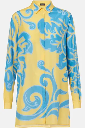 Etro Camisa de algodón y seda estampada