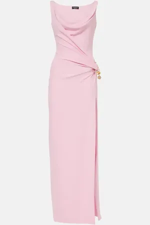 VERSACE Vestido de fiesta drapeado de cady de seda