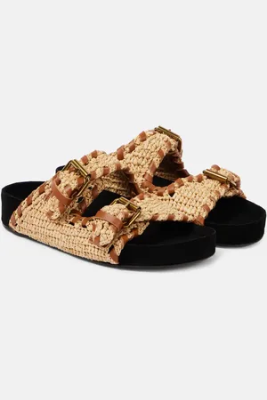 Isabel Marant Sandalias Lennyo de rafia con piel