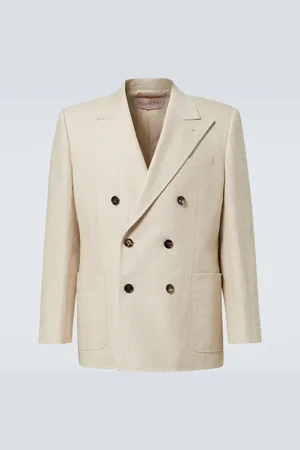 VALENTINO Blazer cruzado de mezcla de lino