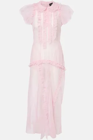 Simone Rocha Vestido midi de tul transparente con volantes