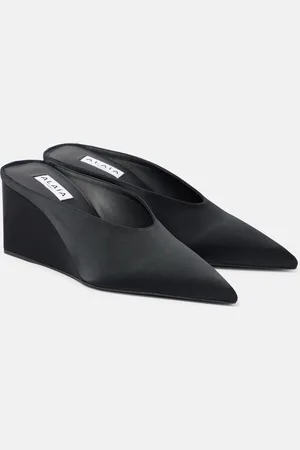 Alaïa Alaïa Mules con cuña Cube 75 de satén