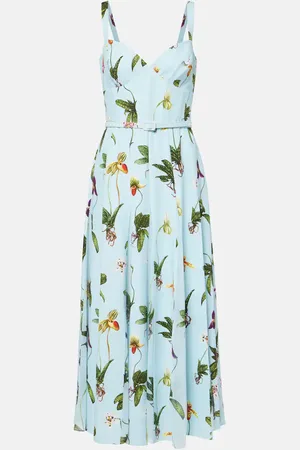 Oscar de la Renta Vestido midi de cady con cinturón
