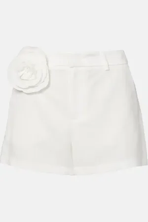 BLUMARINE Shorts de gabardina con aplique floral