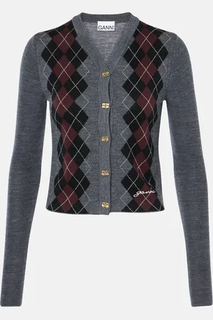 Ganni Cárdigan Argyle de lana