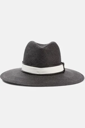 Brunello Cucinelli Sombrero fedora de paja con cuentas Monili