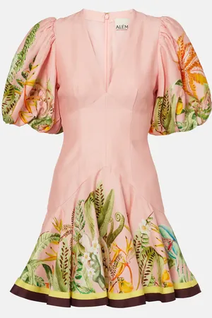 ALÉMAIS Alémais Vestido corto Papaya en mezcla de lino
