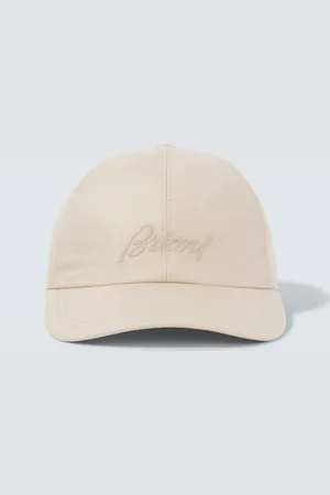 BRIONI Gorra de seda, cachemir y lino con logo