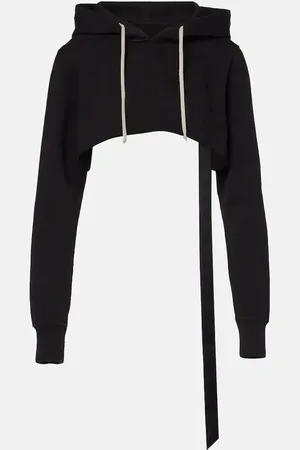 Rick Owens Sudadera con capucha de algodón cropped