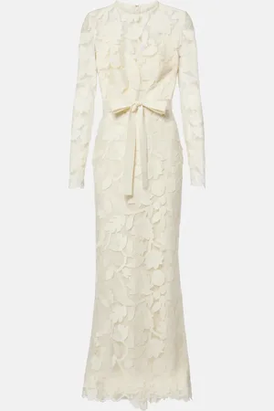 Elie saab Vestido midi de tul con bordado floral