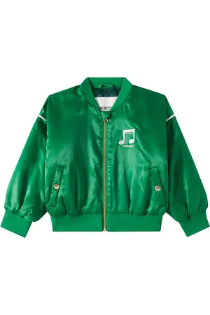 Mini Rodini Chaqueta varsity Note de satén acolchada