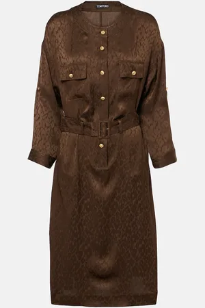 Tom Ford Vestido midi de seda en jacquard