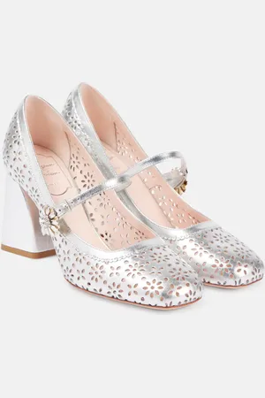 Roger Vivier Salones Mary Jane Très Vivier de piel metalizada