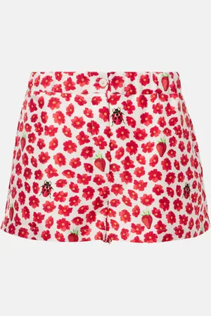VERSACE Shorts de sarga de seda floral